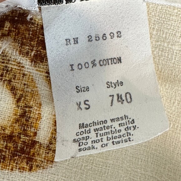 Vintage Hawaiian Aloha Maxi Dress Sleeveless Cream Brown XS 1960s - Picture 10 of 10